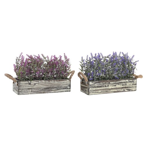 Planta Decorativa DKD Home Decor 30 x 12 x 21 cm Madeira Lilás Polietileno Fúcsia (2 Unidades)