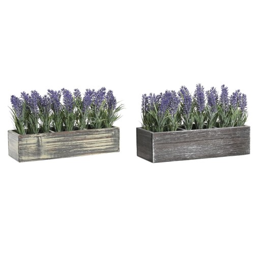 Planta Decorativa DKD Home Decor Madeira Polietileno 32 x 14 x 19,5 cm (2 Unidades)