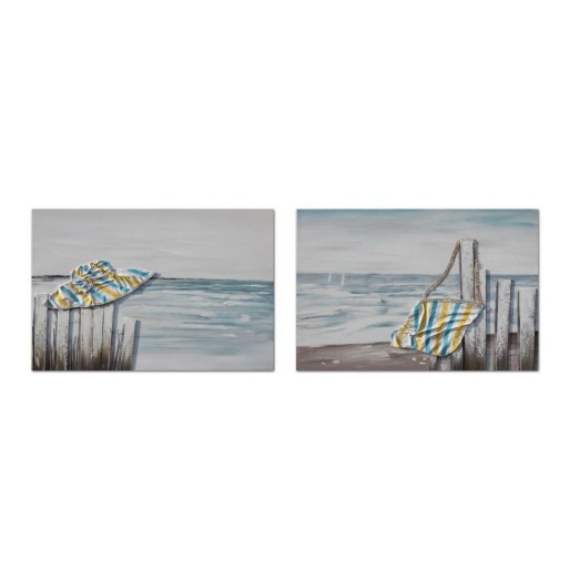 Cuadro DKD Home Decor Playa Mediterráneo (90 x 2,5 x 60 cm) (2 Unidades)