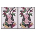 Painting DKD Home Decor 103 x 4,5 x 143 cm Flowers Scandinavian (2 Units)