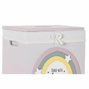 Conjunto de Cestos DKD Home Decor Amarelo Branco Cinzento Cor de Rosa Madeira de paulónia Infantil 40 x 30 x 55 cm (5 Peças) (5 