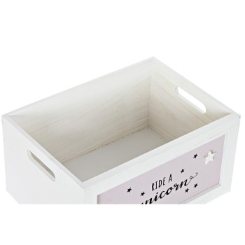 Conjunto de Cestos DKD Home Decor Amarelo Branco Cinzento Cor de Rosa Madeira de paulónia Infantil 40 x 30 x 55 cm (5 Peças) (5 