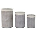 Conjunto de Cestos DKD Home Decor Bege Cinzento Bambu 38 x 38 x 60 cm (3 Peças) (2 Unidades)