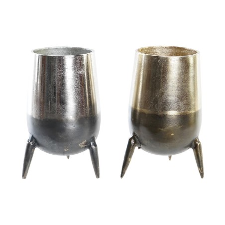 Vase DKD Home Decor 15,5 x 15,5 x 26 cm Silver Golden Aluminium Modern (2 Units) Vase DKD Home Decor 15,5 x 15,5 x 26 cm Silver Golden Aluminium Modern (2 Units)