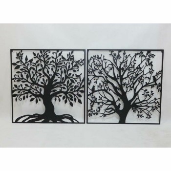 Decorazione da Parete DKD Home Decor Albero Metallo (98 x 1 x 98 cm) (2 Unità)