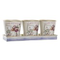 Conjunto de Vasos DKD Home Decor Cor de Rosa Dourado PVC Alumínio Shabby Chic 38 x 13 x 14 cm (3 Peças)