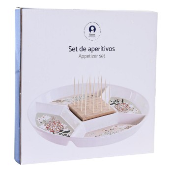 bandeja de aperitivos DKD Home Decor 23,5 x 23,5 x 3 cm Verde Grés