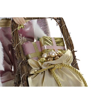 Adorno Natalício DKD Home Decor Multicolor Cor de Rosa Dourado Madeira Metal Pai Natal 30 x 40 cm 42 x 25 x 48 cm