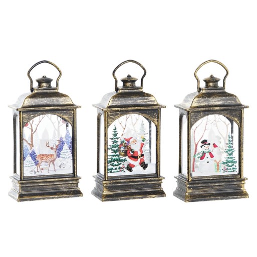 Leuchtende Dekoration DKD Home Decor Weihnachten Schwarz Gold (7 x 4 x 13,5 cm) (3 Stück)