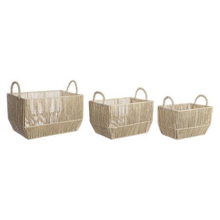 Basket set DKD Home Decor Metal Natural Fibre (40 x 30 x 25 cm) Basket set DKD Home Decor Metal Natural Fibre (40 x 30 x 25 cm)