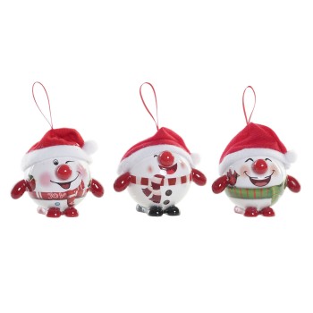 Weihnachtsbaumkugel DKD Home Decor Rot Weiß PVC Schneemann (3 Stück)