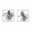 Decoración de Pared DKD Home Decor 50 x 7,6 x 50 cm Negro Gris Azul Loro Tropical (2 Unidades)