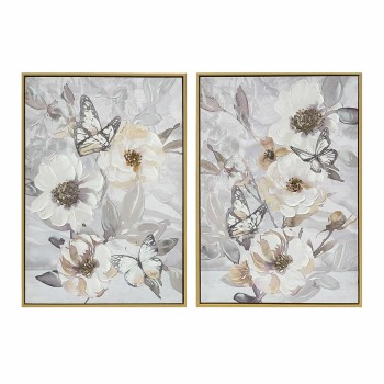 Cadre DKD Home Decor Fleurs (50 x 3,5 x 70 cm) (2 Unités)