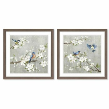 Tela DKD Home Decor 63 x 3 x 63 cm 60 x 3 x 60 cm Uccelli Shabby Chic (2 Unità)