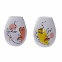 Vaso DKD Home Decor 22,5 x 22,5 x 29 cm Viso Bianco Resina Multicolore (2 Unità)