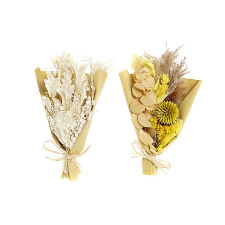 Ramo DKD Home Decor Bege Amarelo Flor seca (10 x 5 x 18 cm) (2 Unidades)