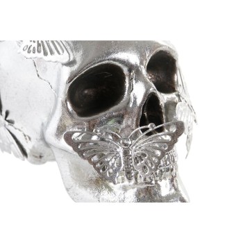 Statua Decorativa DKD Home Decor Dorato Argentato Teschio 16,5 x 10,5 x 11,5 cm (2 Unità)