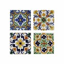 Posavasos DKD Home Decor Azulejo 4 Unidades (10,8 x 10,8 x 0,7 cm)