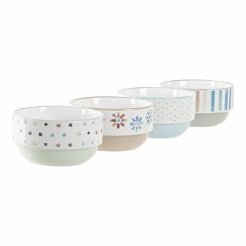 Bowl DKD Home Decor 4 Units Stoneware 460 ml (12 x 12 x 6,5 cm)