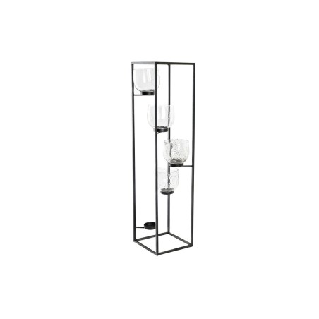 Bougeoir DKD Home Decor Verre Noir Transparent 18 x 18 x 76 cm Fer Bougeoir DKD Home Decor Verre Noir Transparent 18 x 18 x 76 cm Fer