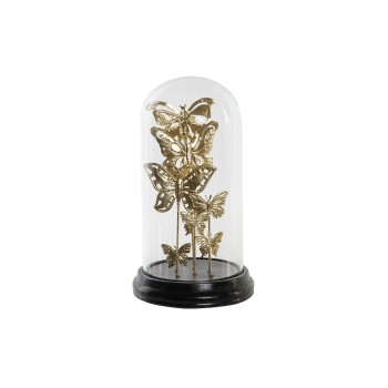 Figura Decorativa DKD Home Decor Cristal Preto Dourado Metal Borboletas (18,5 x 18,5 x 32,5 cm)