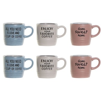 Ensemble de tasses à café DKD Home Decor Phrases originales 6 Unités Multicouleur Grès