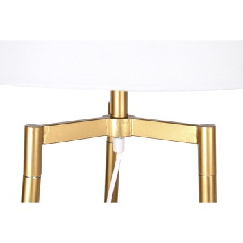 Lampadaire DKD Home Decor Doré Métal Polyester Blanc 50 W Bois MDF (41 x 41 x 156 cm)