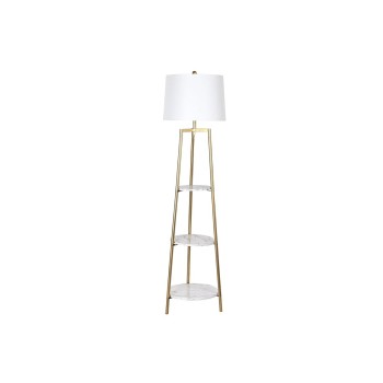 Floor Lamp DKD Home Decor Golden Metal Polyester White 50 W MDF Wood (41 x 41 x 156 cm)