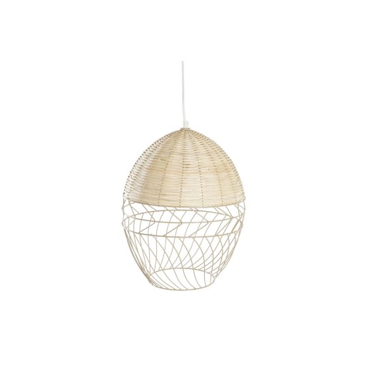 Candeeiro de teto DKD Home Decor Metal Branco Marrom claro Rotim 50 W (30 x 30 x 38 cm)