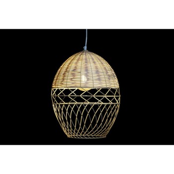 Candeeiro de teto DKD Home Decor Metal Branco Marrom claro Rotim 50 W (30 x 30 x 38 cm)