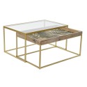 Set of 2 tables DKD Home Decor Golden Natural Wood Metal Crystal 90 x 60 x 45 cm