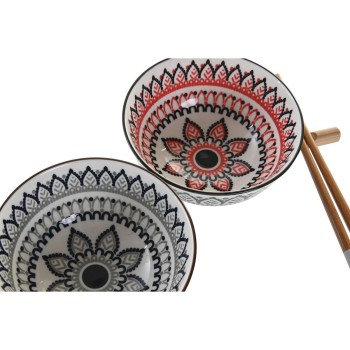 Conjunto de sushi DKD Home Decor 30 x 21 x 7 cm Multicolor Mandala Grés Oriental (6 Peças)