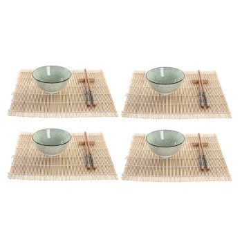 Conjunto de sushi DKD Home Decor 14,5 x 14,5 x 35 cm Grés Oriental (16 Peças)