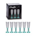 Copo de champanhe Vivalto Transparente Turquesa Vidro 185 ml Pontos (6 Unidades)