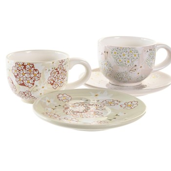 Conjunto de Chávenas de Café DKD Home Decor Verde Bege Metal Dolomite 180 ml