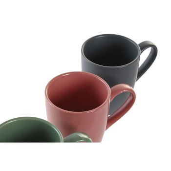 Conjunto de 4 Canecas DKD Home Decor Verde Cor de Rosa Natural Cinzento escuro Grés 160 ml 17 x 12 x 39 cm