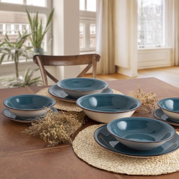 Tigela Quid Vita Cerâmica Azul (18 cm) (Pack 6x)