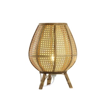 Lâmpada de mesa DKD Home Decor Castanho Rotim 50 W (29 x 29 x 40 cm)