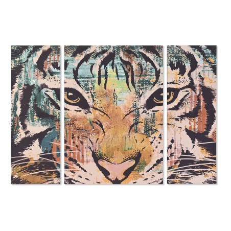 Conjunto de 3 quadros DKD Home Decor Colonial Tigre 140 x 3,8 x 100 cm Conjunto de 3 quadros DKD Home Decor Colonial Tigre 140 x 3,8 x 100 cm
