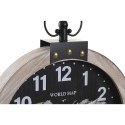 Orologio da Parete DKD Home Decor 40 x 6,5 x 46 cm Nero Marrone Ferro Vintage Legno MDF Mappamondo (2 Unità)