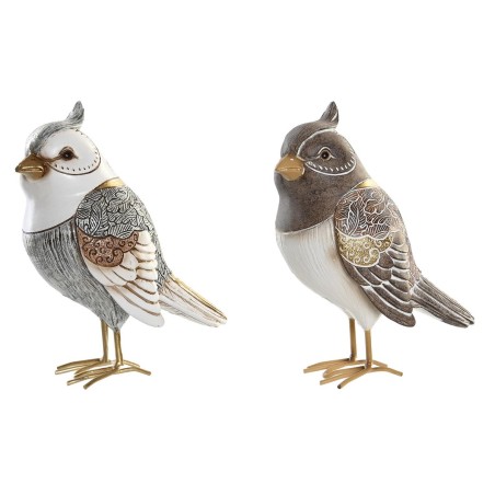 Deko-Figur DKD Home Decor Beige Weiß Harz Fugl Moderne (12,5 x 7 x 16 cm) (2 Stück)