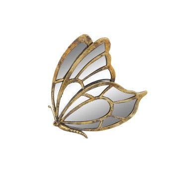 Wanddekoration DKD Home Decor Spiegel Gold Harz Schmetterling (25 x 4,5 x 25 cm)