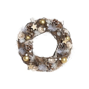 Coroa de Natal DKD Home Decor Natural Dourado Castanho Abacaxis (34 x 34 x 8 cm)