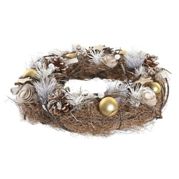 Advent wreathe DKD Home Decor Natural Golden Brown Pineapples (34 x 34 x 8 cm)