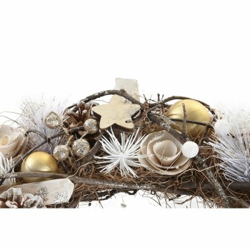 Advent wreathe DKD Home Decor Natural Golden Brown Pineapples (34 x 34 x 8 cm)