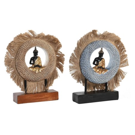 Figura Decorativa DKD Home Decor 19 x 6 x 25 cm Beige Azul Buda Oriental (2 Unidades) Figura Decorativa DKD Home Decor 19 x 6 x 25 cm Beige Azul Buda Oriental (2 Unidades)