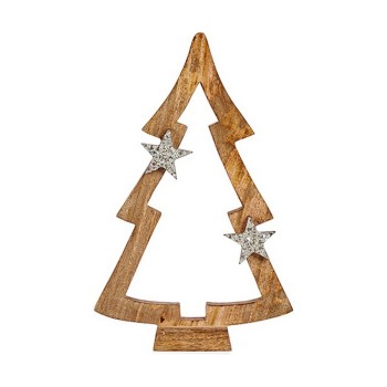 Weihnachtsbaum Braun Silhouette 7 x 50 x 32 cm Silberfarben Holz