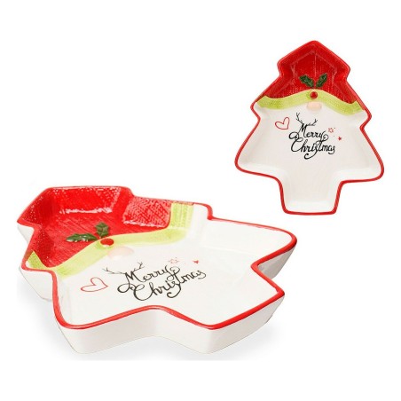 Centerpiece Christmas Tree Father Christmas 19,6 x 3 x 23 cm Ceramic Red White Centerpiece Christmas Tree Father Christmas 19,6 x 3 x 23 cm Ceramic Red White