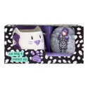 Chávena com Prato Gorjuss Smitten kitten Branco Preto Cerâmica Base para Copos Kop