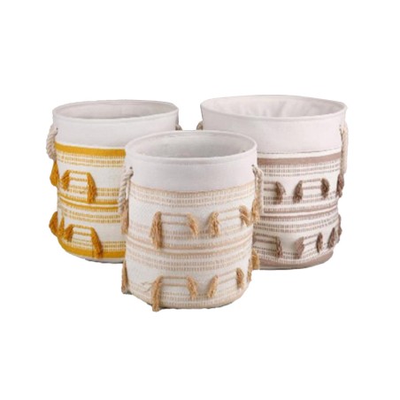 Korb-Set DKD Home Decor Polyester Baumwolle Randbereich Boho (43 x 43 x 45 cm) Korb-Set DKD Home Decor Polyester Baumwolle Randbereich Boho (43 x 43 x 45 cm)